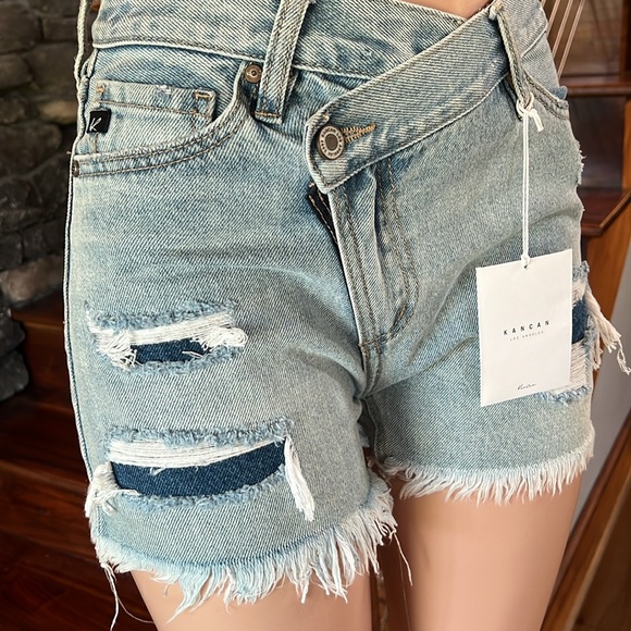 KANCAN crossover button , high rise jean shorts size xl - Picture 3 of 8